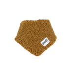 Vue de face du bandana Teddy en sherpa marron avec son étiquette Pawpix