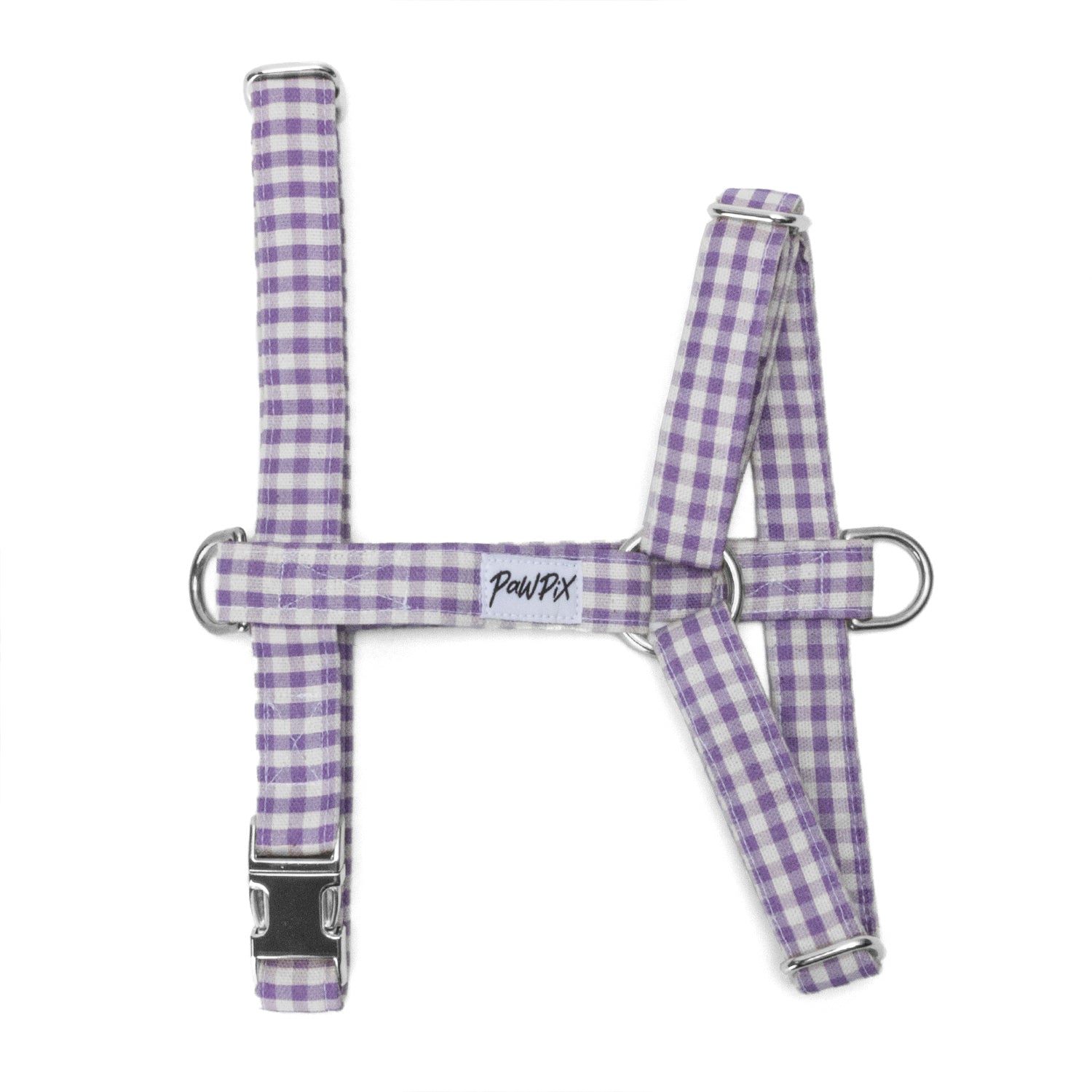 Harnais pour chien Cigalou Motif vichy violet clair. Il comporte une boucle clips, des anneaux de réglages et anneau en D argentés pour un confort et une sécurité maximum lors des balades. Il est également anti traction pour les chiens les plus fougueux