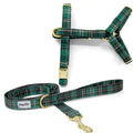 Kit harnais pour chat Nessie. Le kit comprend une laisse d'1m20 de longueur et un harnais en H disponible en 2 tailles différentes pour chat et grand chat. 
Le design Nessie reprend le classique tartan écossais vert à carreaux