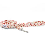 Laisse pour chien My Valentine de Pawpix et son motif cœurs rouges. La laisse à des boucles couleur argent