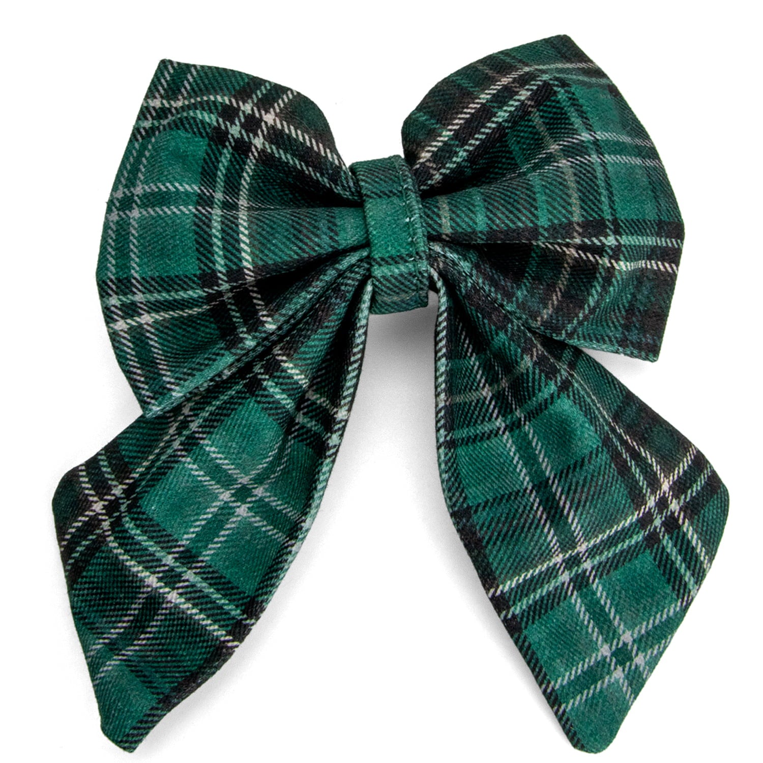 Nœud pour chien Nessie et son motif tartan vert et noir écossais, facile à attacher à un collier pour chien. 