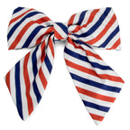 Nœud pour chien Pawtriote et son motif rayé bleu,blanc et route,  facile à attacher à un collier pour chien. 