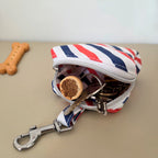 Rangements intérieurs de la mini sacoche pour chien Pawtriote motif rayé bleu,blanc,rouge